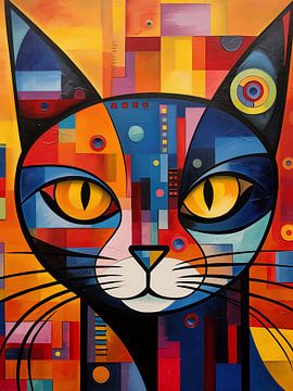 Kattenkunst in de stijl van Kandinsky van Vincent the Cat