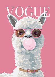 stylish wearing sunglasses blowing pink bubble gum vogue poster by Cross