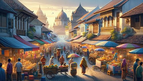 Middagdrukte in Yogyakarta