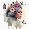 Schiefer Turban Blumenkrone von Chromatic Fusion Studio