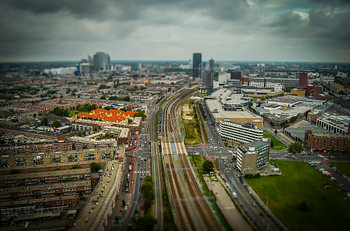 Den Haag in miniatuur vanuit een heteluchtballon