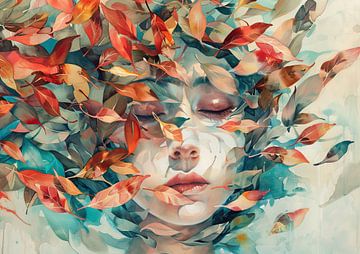 Vrouwenportret | Autumn's Soft Echo van Abstract Schilderij