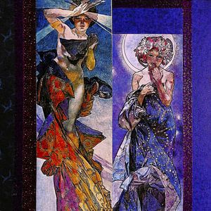 Frauen bei Nacht . Art Deco Collage ( 1 )