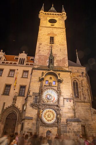 L'horloge de l'hôtel de ville de Prague la nuit