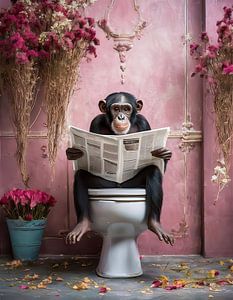 Affe auf der Toilette
