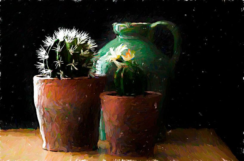 Holländisches Stillleben Vase und Kaktus. von Nicolaas Digi Art