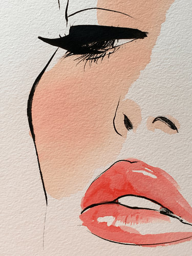 Rode Lippen – Minimalistisch Vrouwenportret