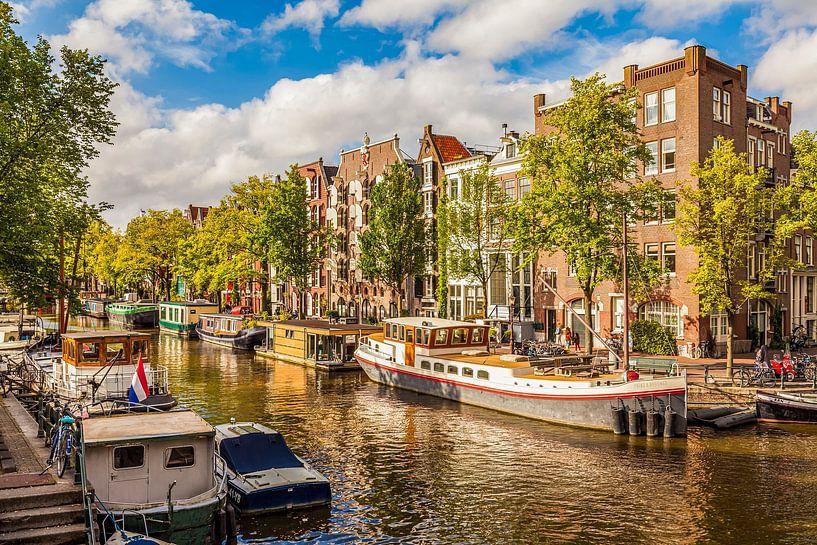 Woonboten in de Brouwersgracht - Amsterdam van Werner Dieterich