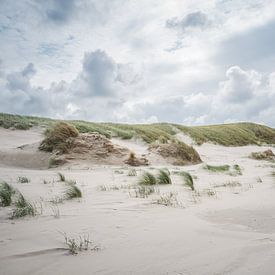 Nuages sombres sur les dunes sur la plage de la mer du Nord à Slufter sur Texel sur LYSVIK PHOTOS