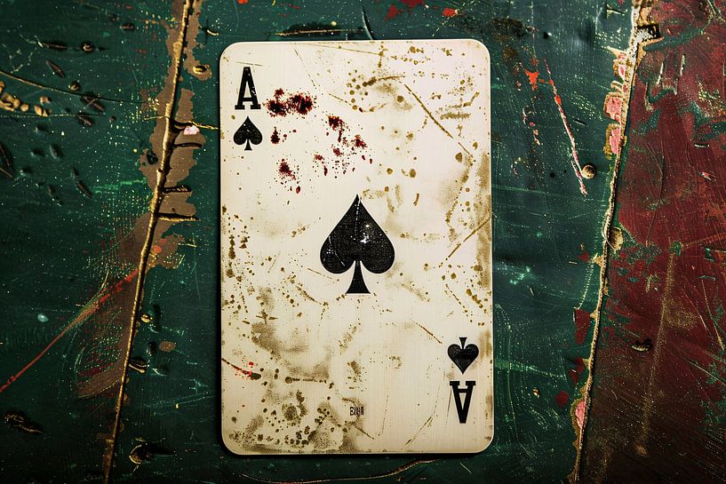 Beschädigte Spielkarte mit Farbe und Flecken von Imperial Art House