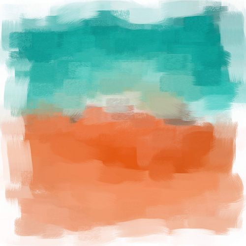 Abstract in blue and terracotta shades