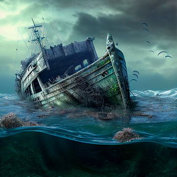 Schiffbruch im Meer Illustration von Animaflora PicsStock