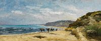 Carlos de Haes Pferde am Meer, Antike Landschaft von finemasterpiece Miniaturansicht