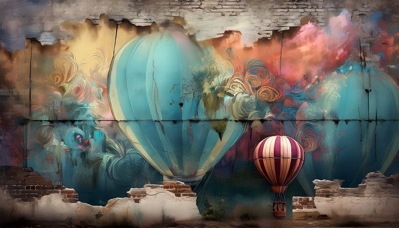 Hot-air balloon graffiti by Martine Affre Eisenlohr
