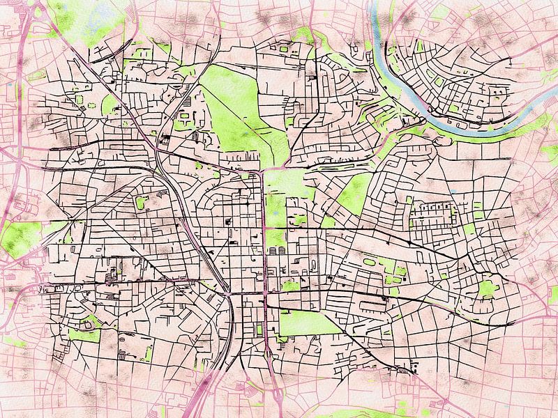 Map of Ludwigsburg with the style 'Soothing Spring' by Maporia