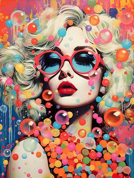 Red sunglasses and bubbles van Bianca Bakkenist