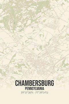 Vieille carte de Chambersburg (Pennsylvanie), USA. sur Rezona