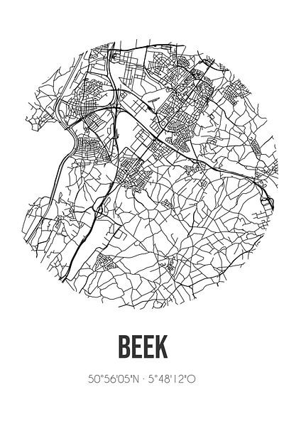 Beek (Limburg) | Map | Black and white by Prints of Place