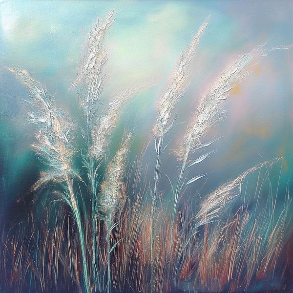 Zilveren Zonlicht op Blauwgroene Weelde van Color Square