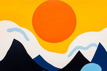 Paysage de montagne au pastel avec coucher de soleil sur Poster Art Shop