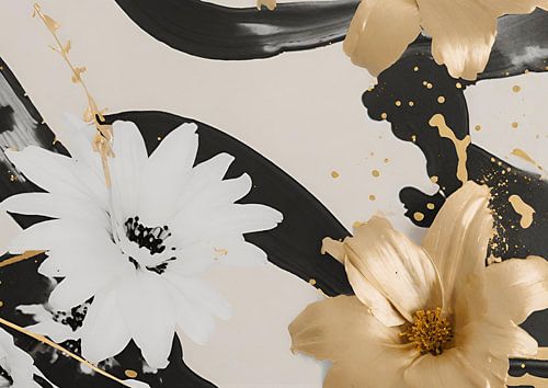 Black white & gold flowers