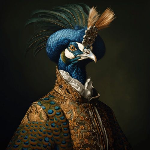 Portret van een adelijke pauw