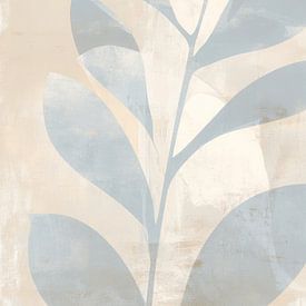 Abstrakte Pflanze in sanften Beige- und Blautönen von But First Framing