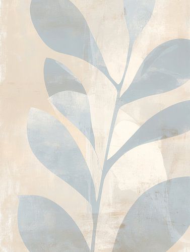 Abstrakte Pflanze in sanften Beige- und Blautönen von But First Framing