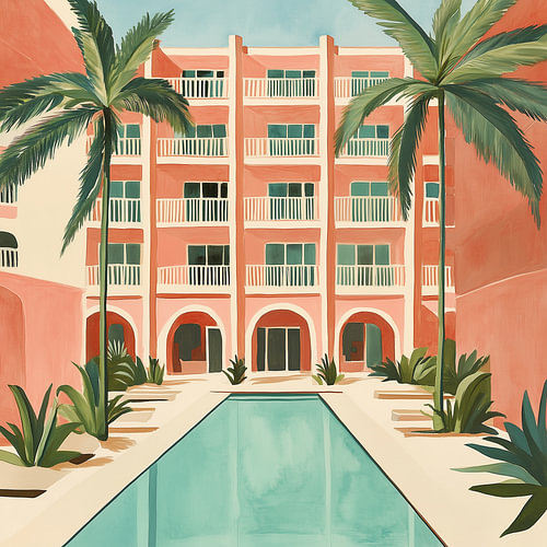 Rêve méditerranéen – Palmiers et piscine