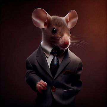 Stattliches Porträt einer Maus in einem schicken Anzug von Maarten Knops