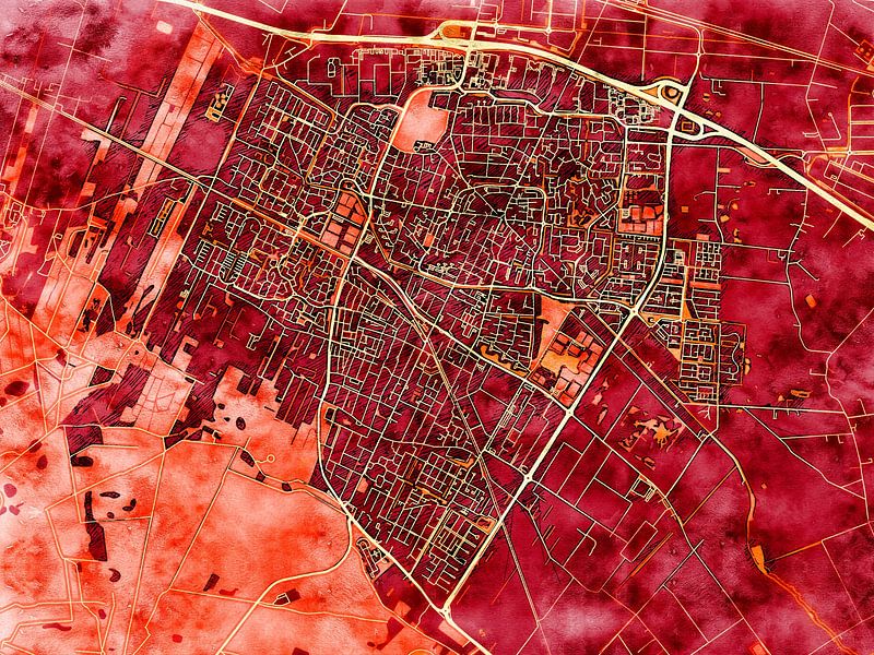 Map of Veenendaal with the style 'Amber Autumn' by Maporia