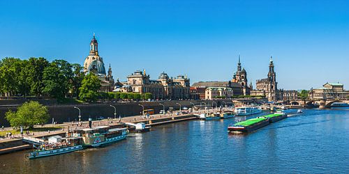 Historical townscape on the Terrassenufer, Dresden, Germany