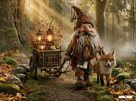 Gnome mit Fuchs im Wald