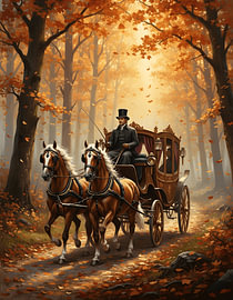 Le martèlement des sabots sur le sentier de la forêt en automne sur Regan Frederick