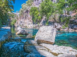 Rocks In The River View Of The Bridge Of Koprulu Canyon by Nature Life Ambience