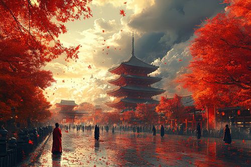 Schilderachtig japans beeld tempel