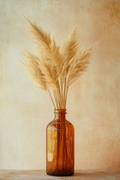 Pampas grass in glass vase by Imperial Art House