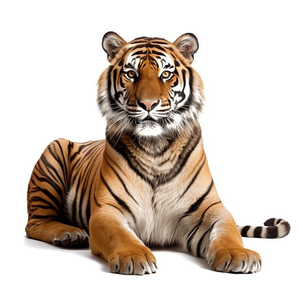 Tigerporträt isoliert auf weißem Hintergrund, Studiobeleuchtung von Animaflora PicsStock