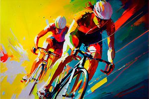Impressionistisches Gemälde mit Radfahrern. Teil 2