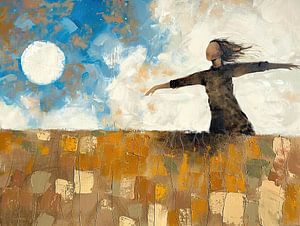 Frau mit Sonne und Himmel
