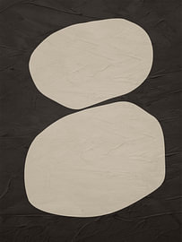 Abstract, geometric, minimalist art featuring organic forms in earth tones.