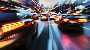 City traffic at dusk by Frank Heinz