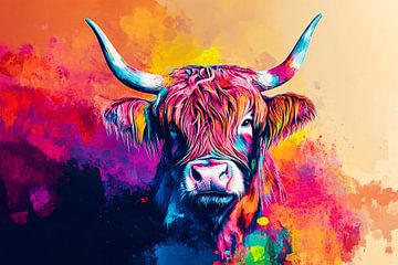 Schotse hooglander in felle kleuren van Art & Soul Creations
