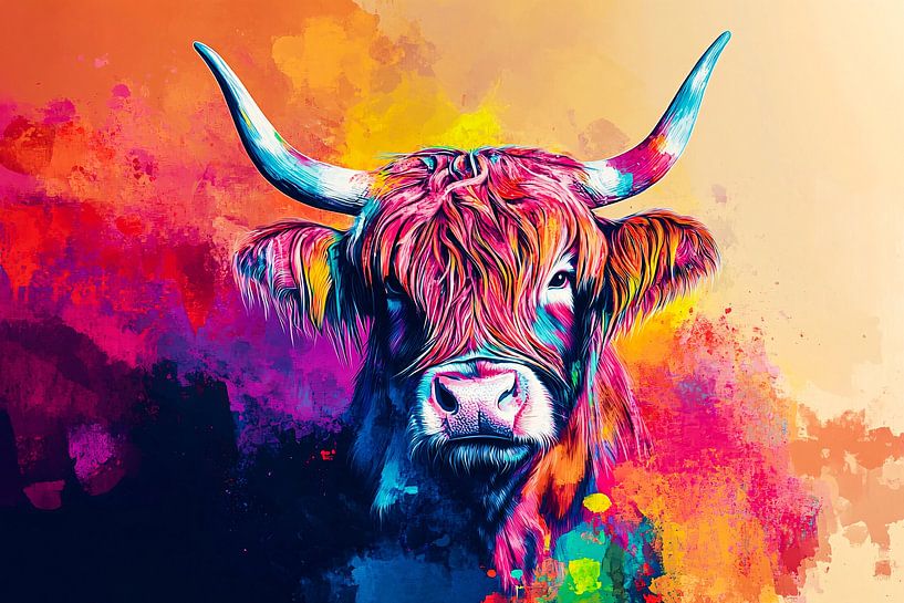 Scottish highlander in bright colours by Art & Soul Creations