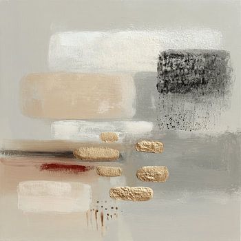 Golden Pebbles, minimalistische Abstraktion in Nude und Gold