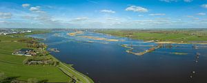 Zwarte Water river high water level flooding at Hasselt drone view