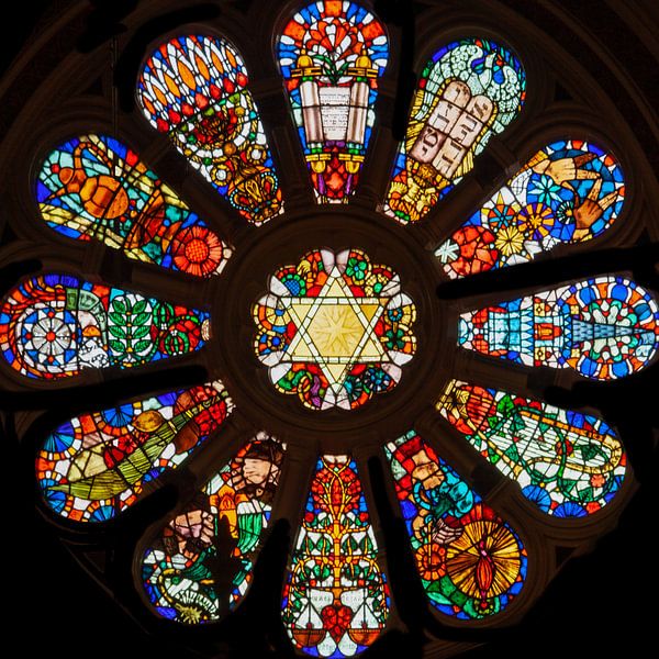 The Rose Window at the New West End Synagogue in Londonn by Laszlo Regos