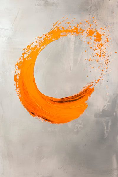Dynamic orange direction on grey - Modern by Poster Art Shop