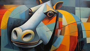 Abstracte nijlpaard kubisme panorama van TheXclusive Art