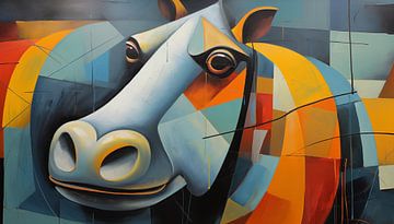Panorama abstrait de l'hippopotame cubiste sur TheXclusive Art